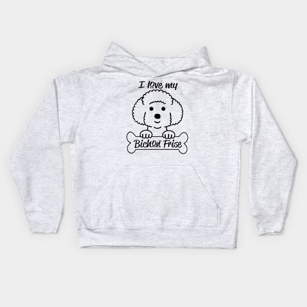 I Love My Bichon Frise Kids Hoodie by jerranne